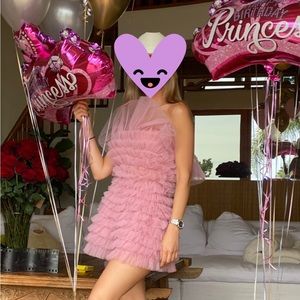 Ruffle pink mini dress